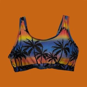 Tropical Palm Tree Print Bikini Top